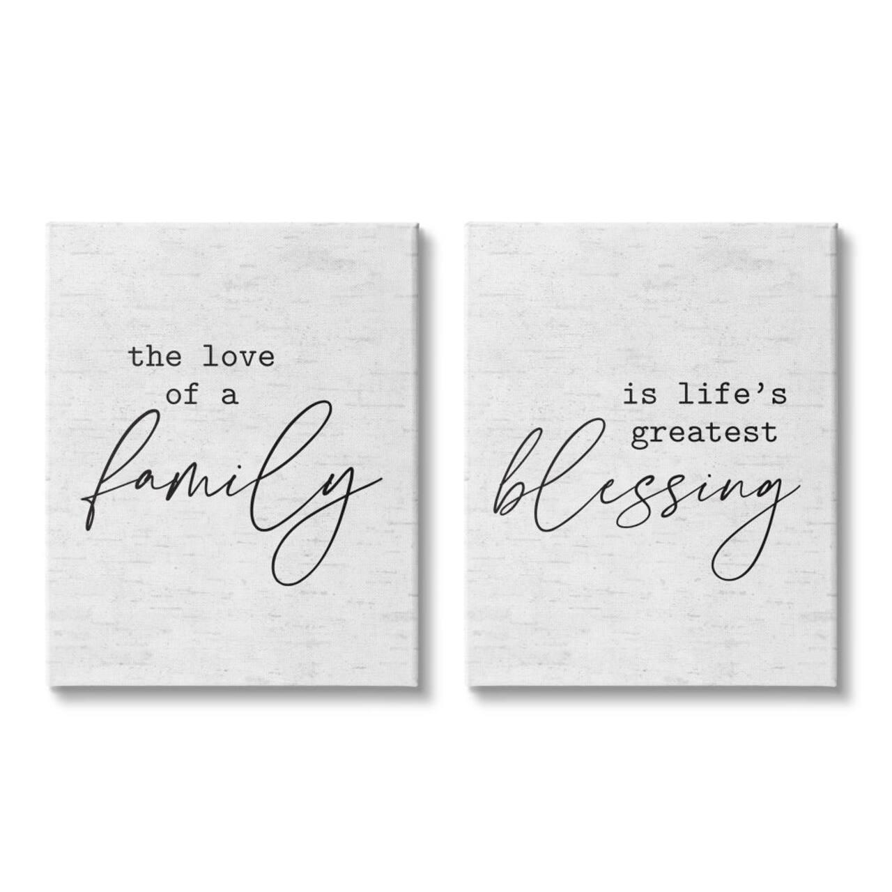 Stupell Industries Love of Family is Life's Greatest Blessing Minimal Quote Canvas Wall Art
